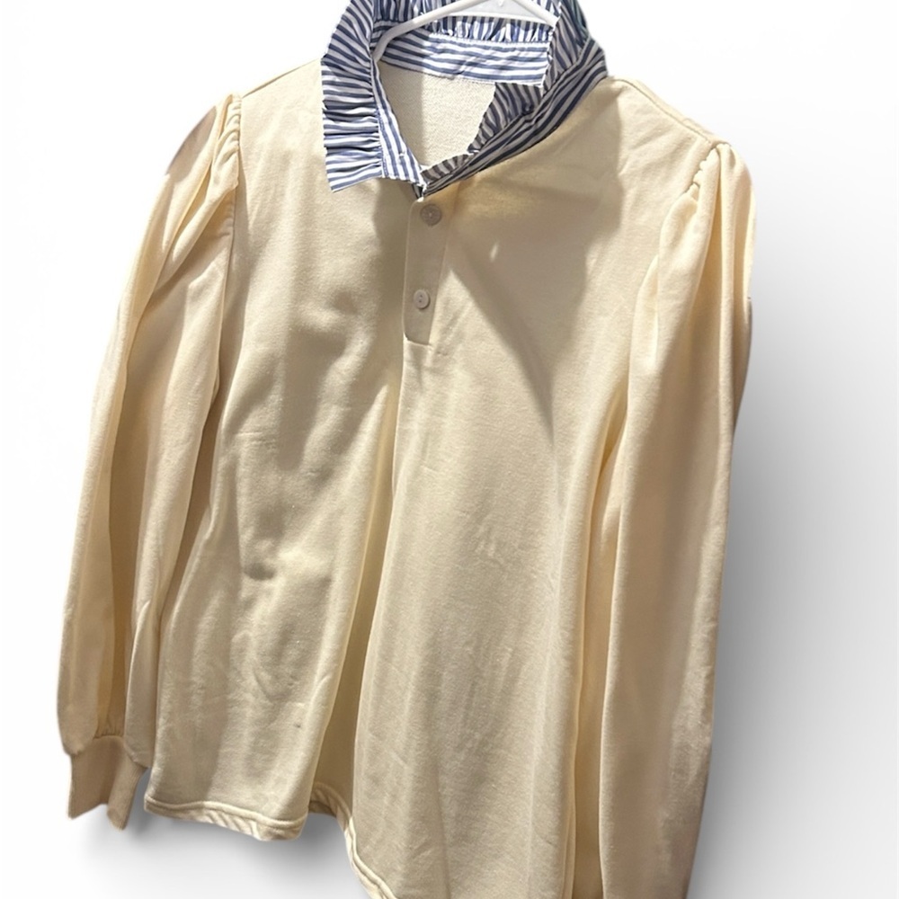 Super Cute Cream Long Sleeve Women’s Shirt